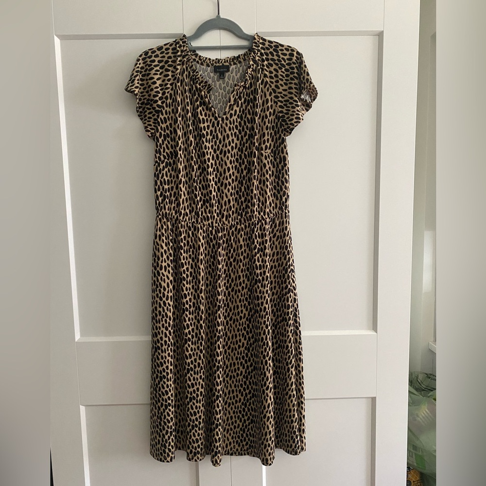 Talbots Brown and Tan V-Neck Midi Sundress